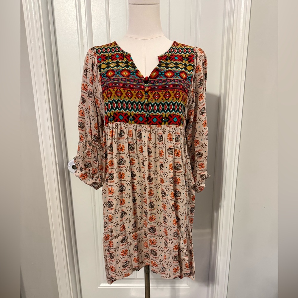 Umgee Colorful Aztec Print Mini Dress